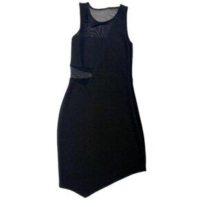 Express Black Stretchy Bodycon Asymmetrical Dress Size 4 #0864